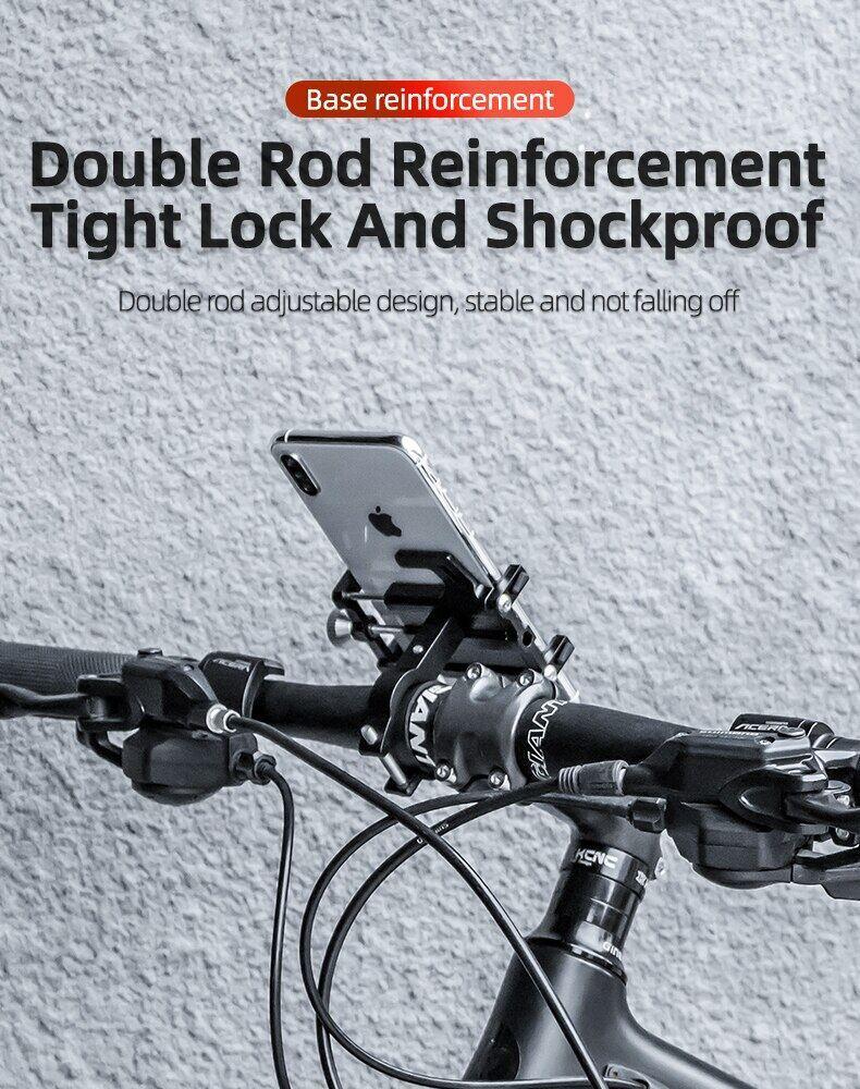 ROCKBROS Bike Phone Mount Holder Motorcycle & Bicycle Handlebar Cell Phone Holder 360° Rotatable Aluminum Phone Clip for iPhone 11 12 13 Pro Max Mini X XR Xs Plus Samsung S21 S20 S10