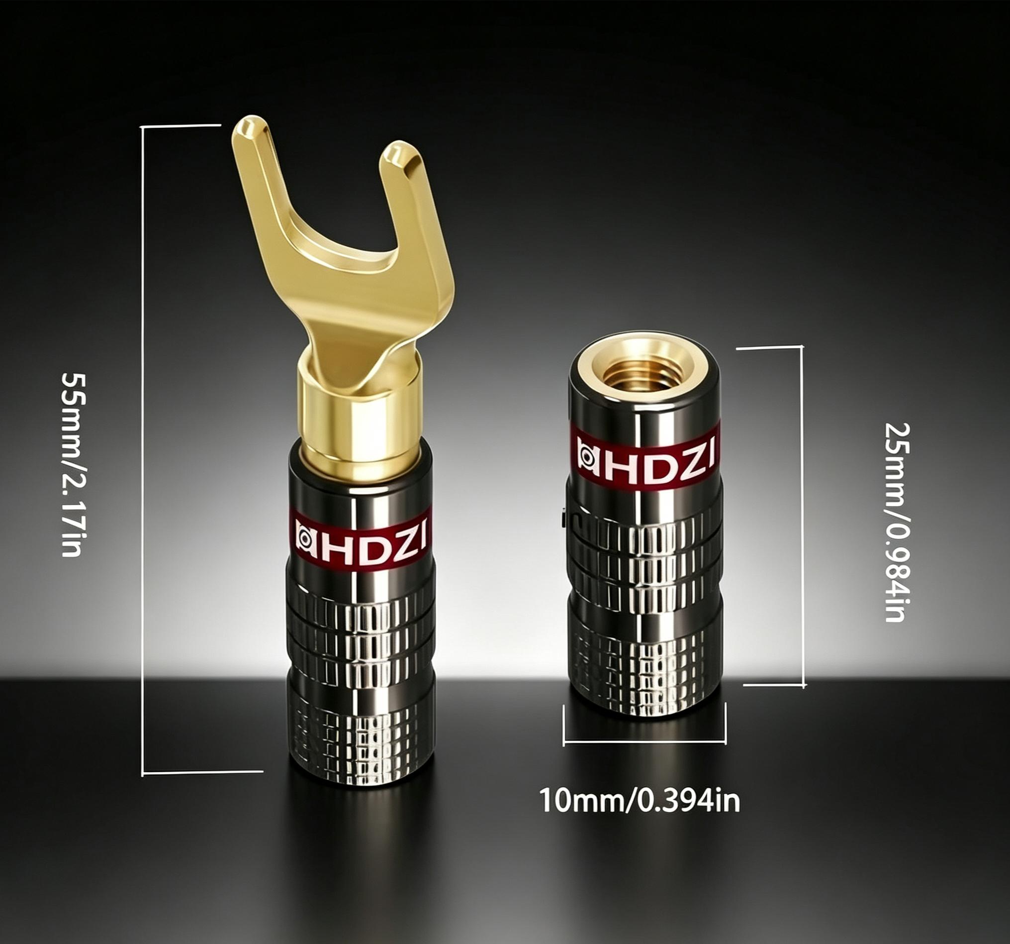 24k Gold Plated Y-Type Audio Banana Plug, High Conductivity, Secure Connection, Ideal for Amplifiers, Hi-Fi Systems, Home Theater