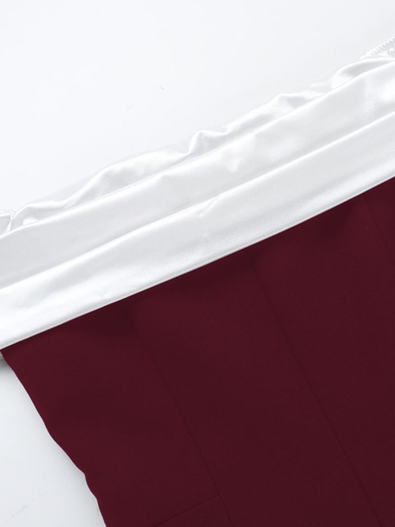 One Shoulder Colorblock Party Dress, Backless Slim-Fitting Short Dress, Elegant Christmas & Holiday Wear, Fall & Winter Fashion Womenswear