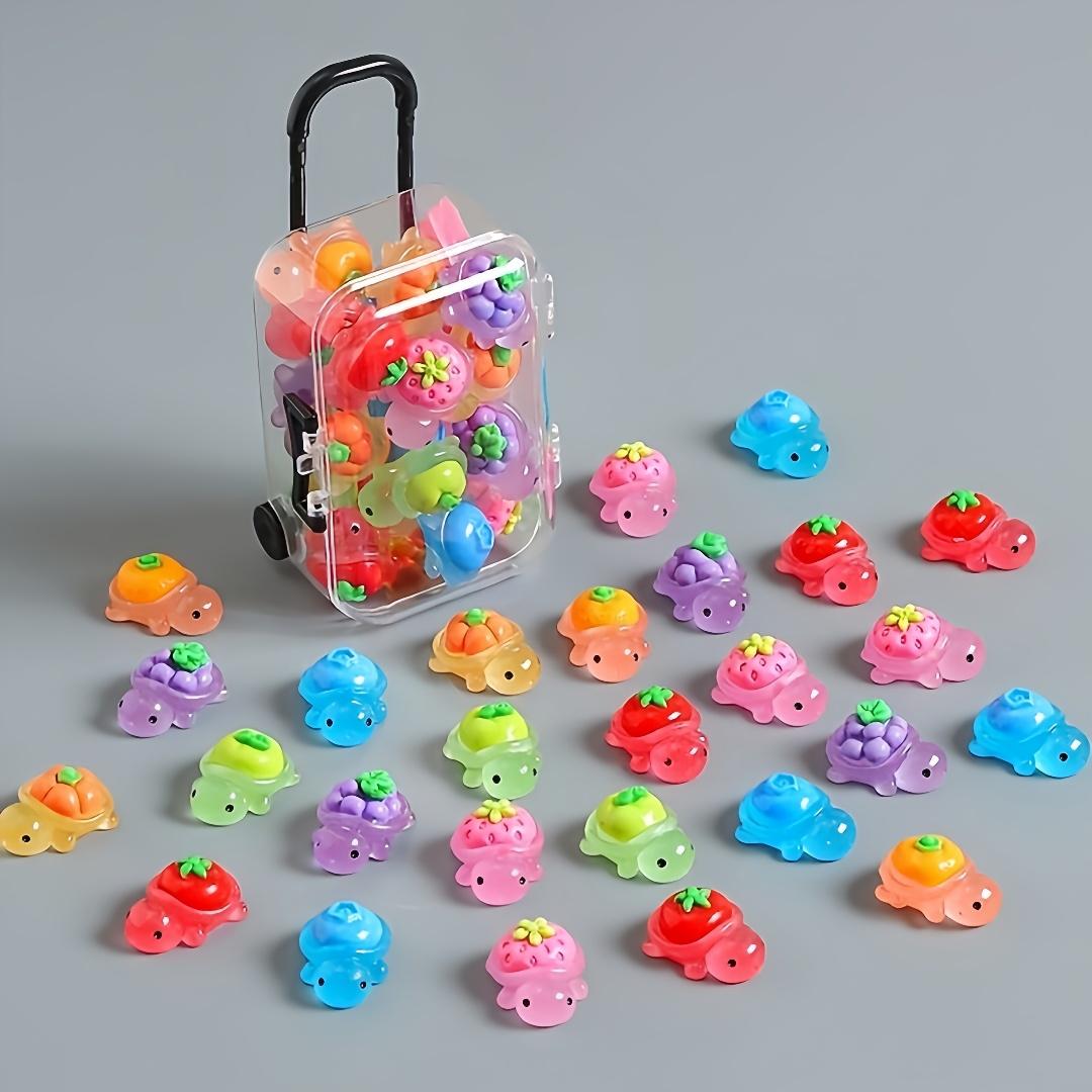 20pcs Mini Resin Tortoise Turtle Figurines + 1pc Mini Luggage Box Set, Random Shipping, Decorative Home Decor, DIY Crafts, Office Desk Decoration, Resin Animal Sculptures, Home Decor Ornament, Cute animal design