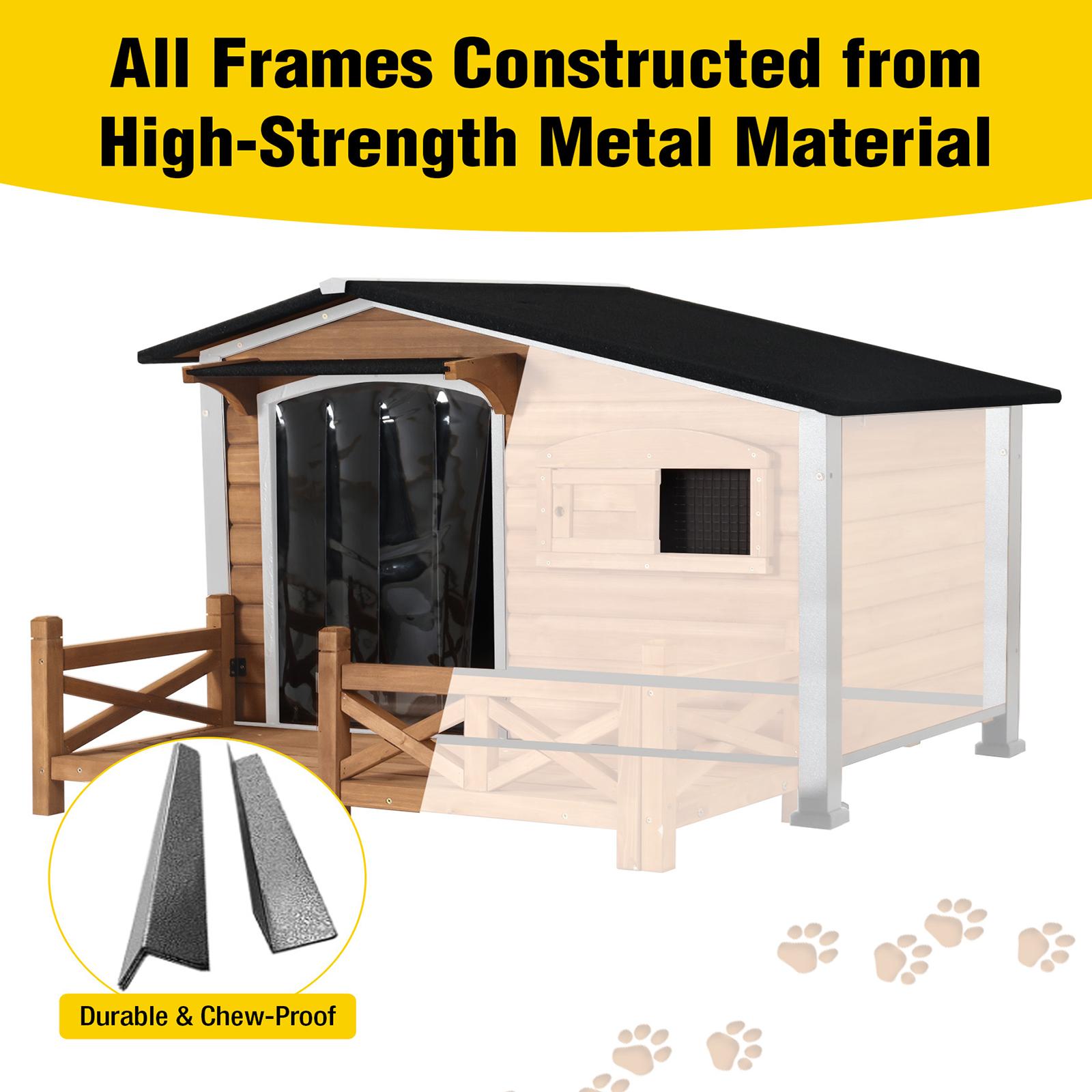 Aivituvin-AIR7024-IN-HP Outdoor Heated Dog House |Metal Frame With Balcony Aivituvin-AIR7024-IN-HP Outdoor Heated Dog House |Metal Frame With Balcony