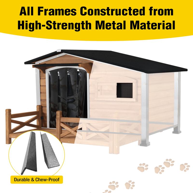 Aivituvin-AIR7024-IN-HP Outdoor Heated Dog House |Metal Frame With Balcony