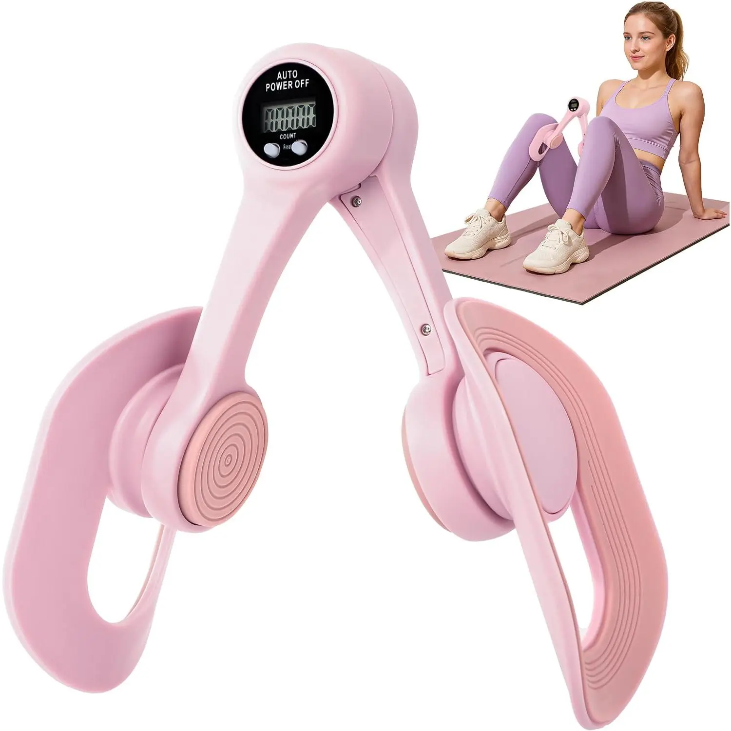 Pelvic Floor Muscle Trainer, Digital Display Counter Kegel Exerciser, Inner Thigh Hip Toner, Portable Leg Strength Workout Equipment for Women Postpartum Recovery Home Fitness Training