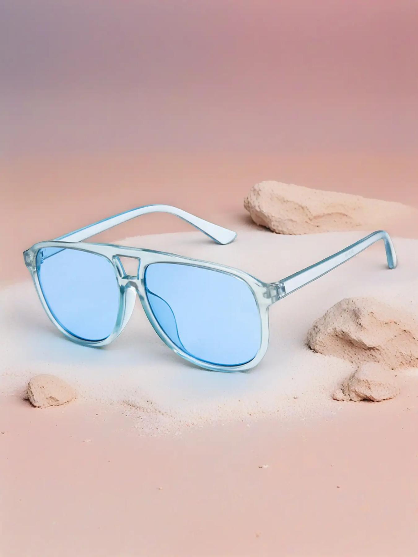 Unisex Simple Style Tinted Lens Aviator Sunglasses, Trendy Casual Sunglasses for Everyday Use, Fashion Accessories for Outdoor Activities