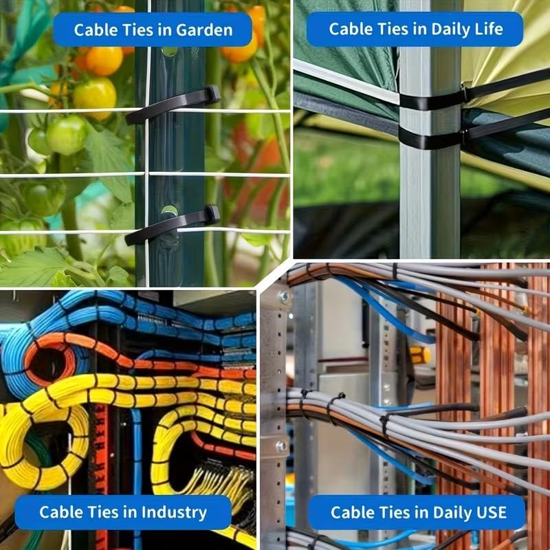100pcs Durable Nylon Cable Ties, Self-Locking, Secure Fastening, 7.875-10cm, Ideal for Home Office Garden Industrial Wiring, Cable Management