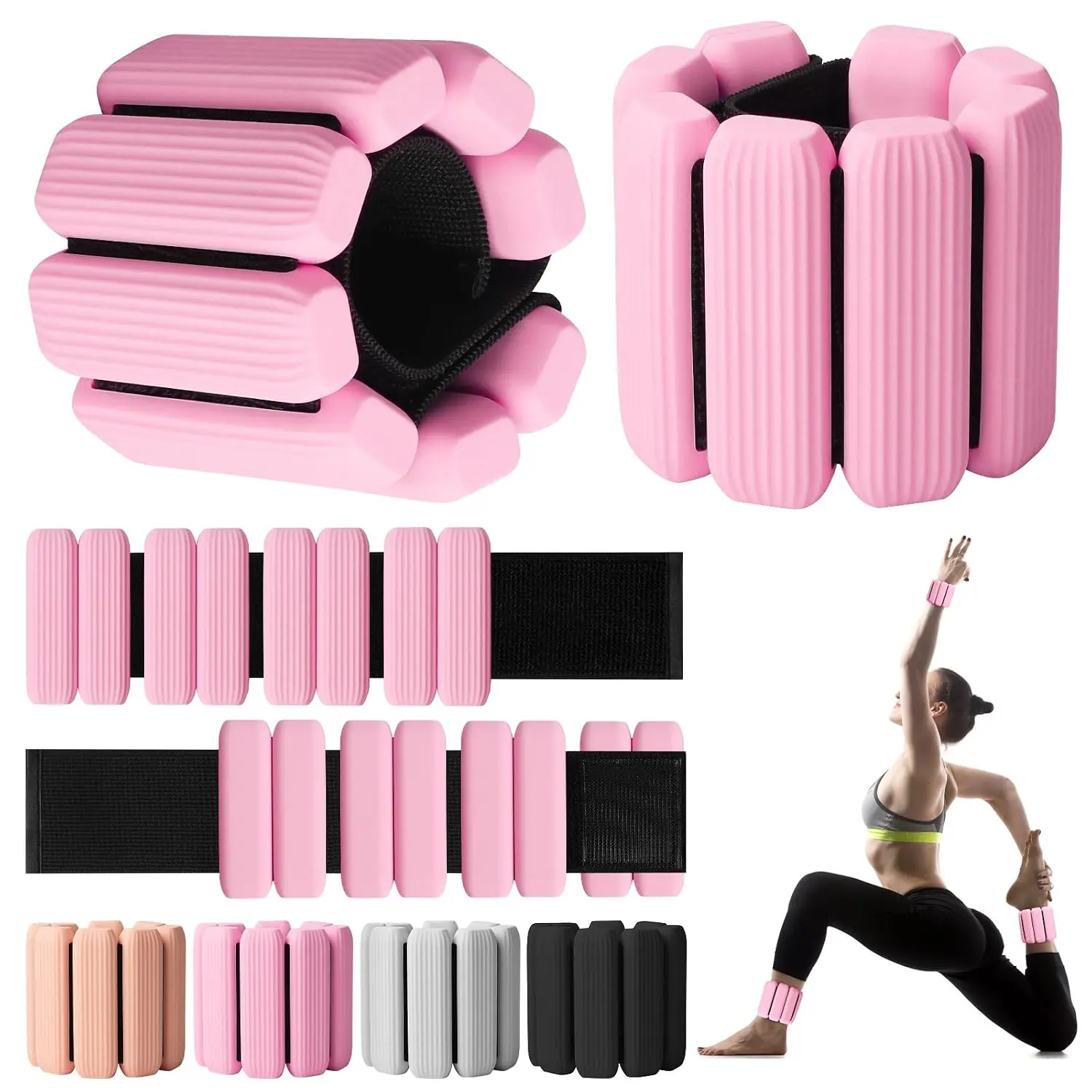 New Wrist Weights, 2Pack Adjustable Wearable Wrist Ankle Weights For Women/Men, Silicone Wrist Bangles For Walking, Yoga, Pilates, And Gym, Arm & Leg Workout, 2lb