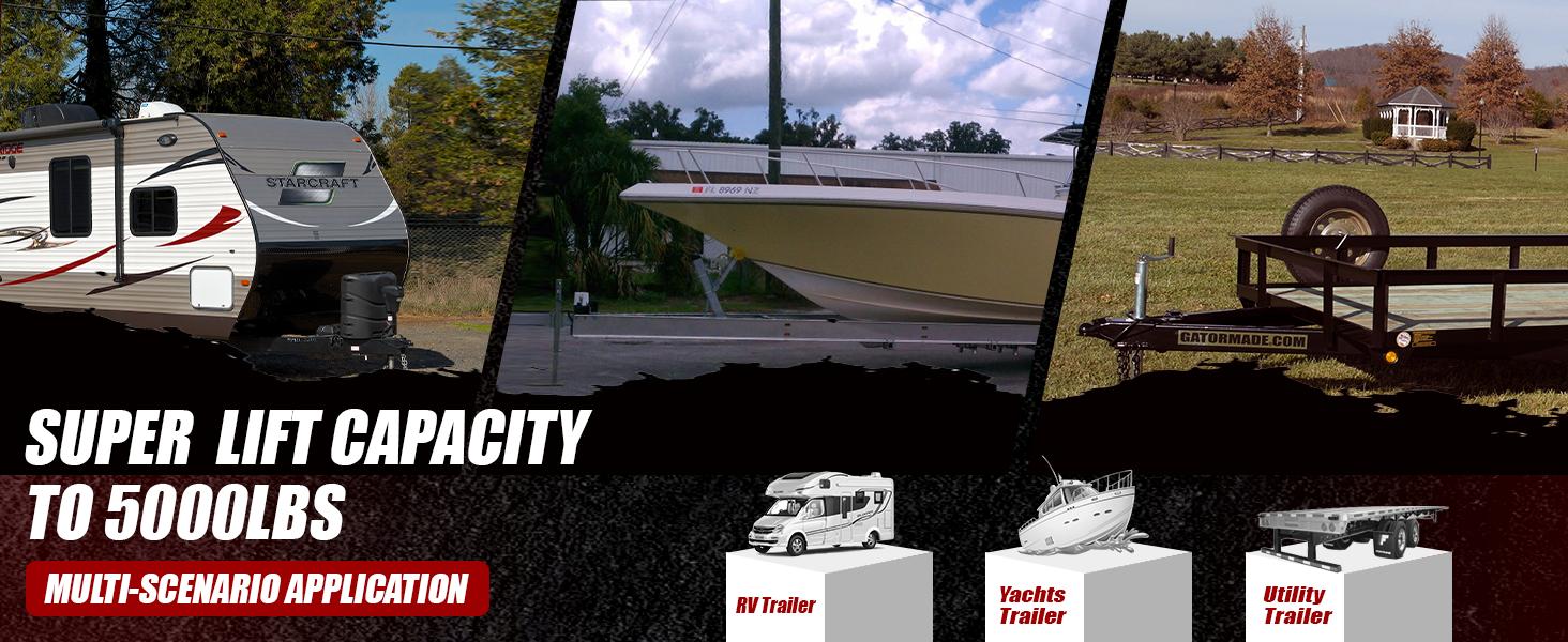 TYT A-Frame Trailer Jack, 5000lbs Capacity Side Wind Trailer Jack with Foot Plate, 15" Vertical Travel Heavy Duty Trailer Jack for Trailer, Utility Trailer, Yacht Trailer, Camper