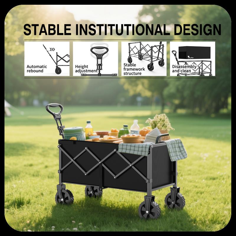 Heavy-Duty Foldable Utility Wagon with 360° Wheels & Adjustable Handle 450LBS Capacity Portable Cart for Groceries Camping Beach Folding Trolley Heavy-Duty Foldable Utility Wagon with 360° Wheels & Adjustable Handle 450LBS Capacity Portable Cart for Groceries Camping Beach Folding Trolley