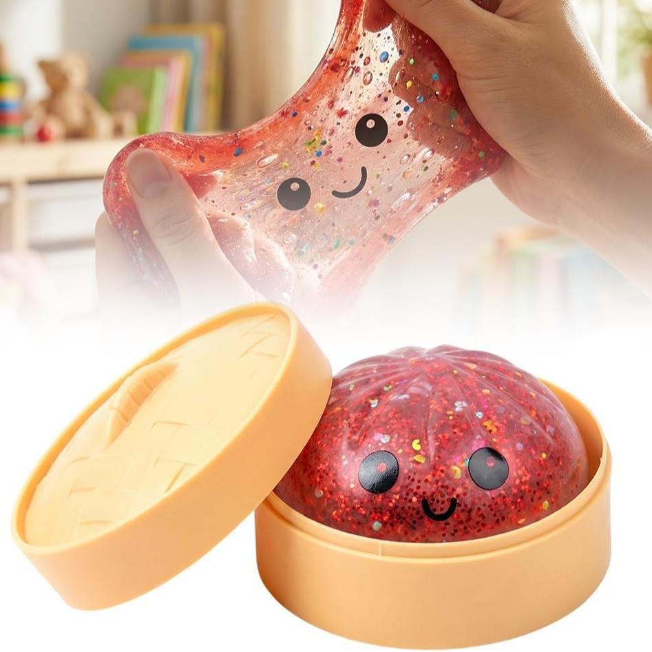 Flashy Dumpling Soft Candy, Random Glitter Box, 4 Color Dumpling Toys, Stress Relief Dough Toy, Giant Glitter Dumplings, More Surprises, One Piece