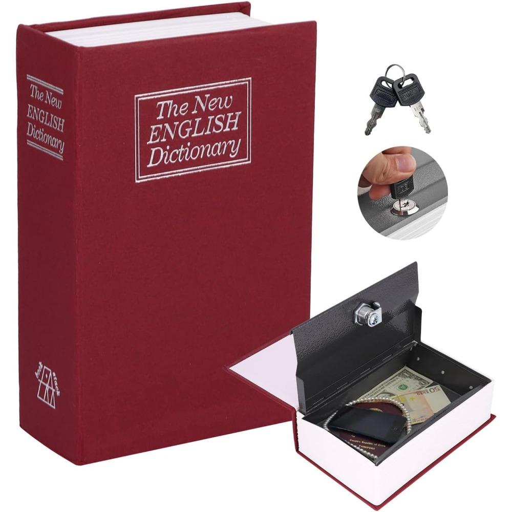 Book-Style Dictionary Hidden Storage | 3 Digit Combination Lock or Key Lock | Jewelry & Precious Ornaments Organizer | Portable Secret Storage for Rings Earrings Necklaces Cash Coins