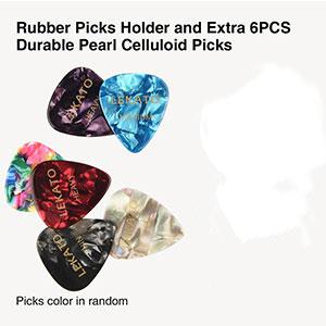 LEKATO LGS-4 Guitar Strap with 3.3" Wide Sponge Pad, Bass Straps for Electric Guitar for Effective Decompression Padded Bass Guitar Straps Adjustable Length from 42" to 58" with 2 Safety Locks & 6 Picks