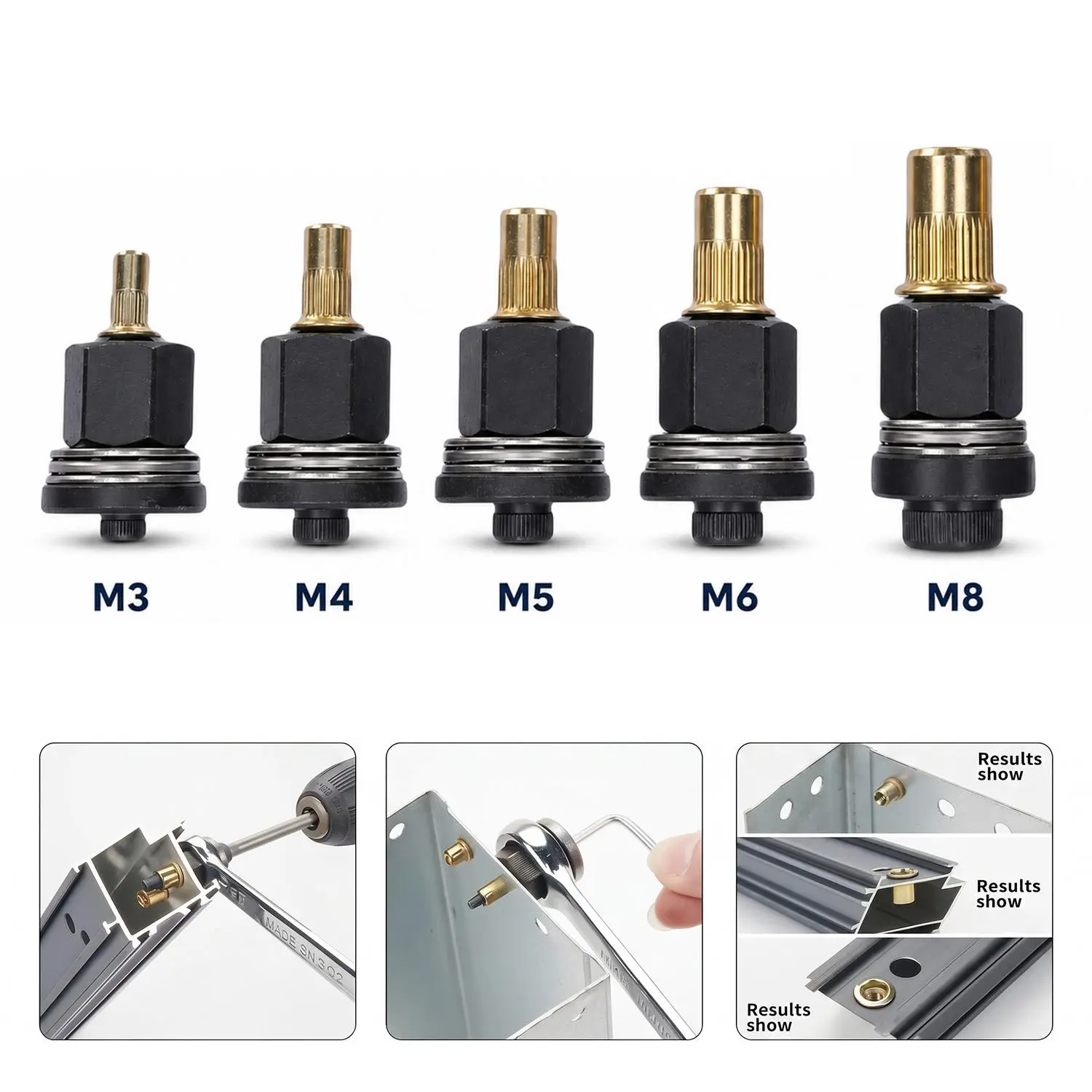 5PCS Threaded Rivet Nut Set, M3 M4 M5 M6 M8 Carbon Steel Blind Insert Nuts for Metal Sheet, Automotive Repair, Furniture Assembly, DIY Projects & Hardware Installation