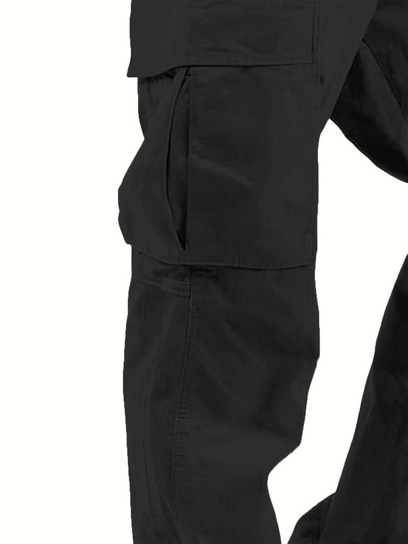 4-piece set of men's durable work pants with multiple pockets for outdoor sports, featuring drawstring design, suitable for spring and autumn, machine washable, holiday gift.