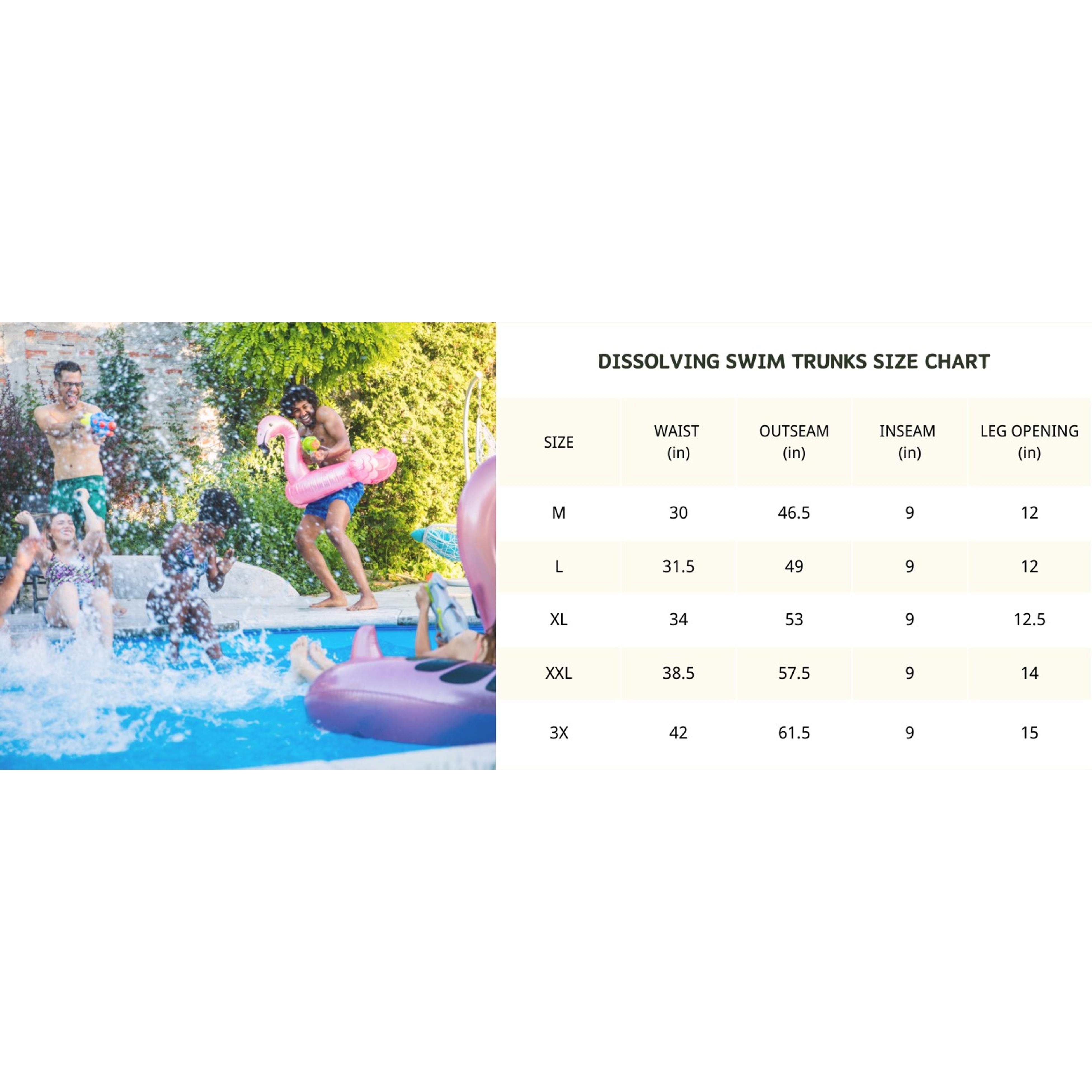 Mens Drawstring Dissolving Swim Trunks - Funny Prank Shorts Cut Bathing Suit, Single Pair Bachelor Beach Party Gag Gift for Brother