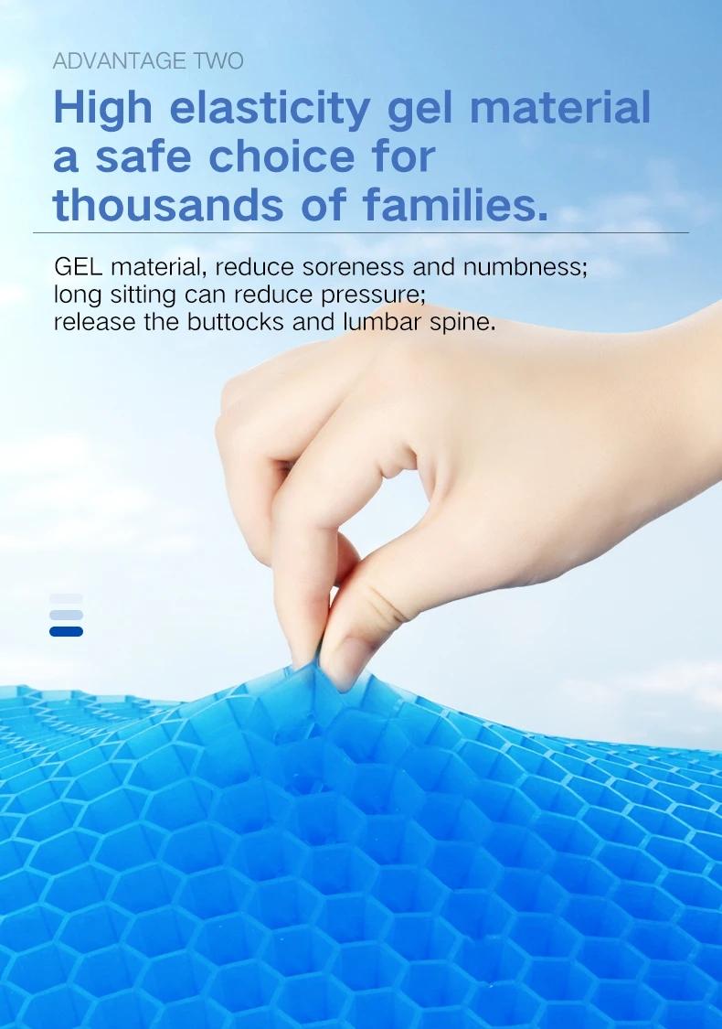 Large Gel Seat Cushion, Ergonomic Honeycomb Design, Thick Dual-Layer Gel Pad for Back Pain Relief, Suitable for Car, Office, Home, Wheelchair, Chair