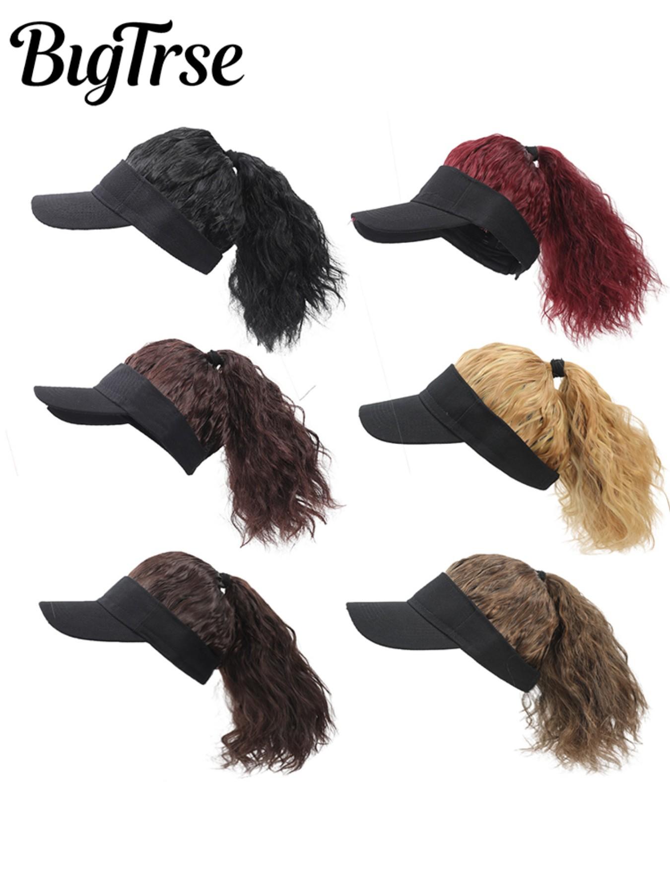 12-Inch High Ponytail Wavy Wig Hat, Summer Sun Protection Cap, Full Volume No Maintenance, Ideal for Outdoor Activities and Daily Wear