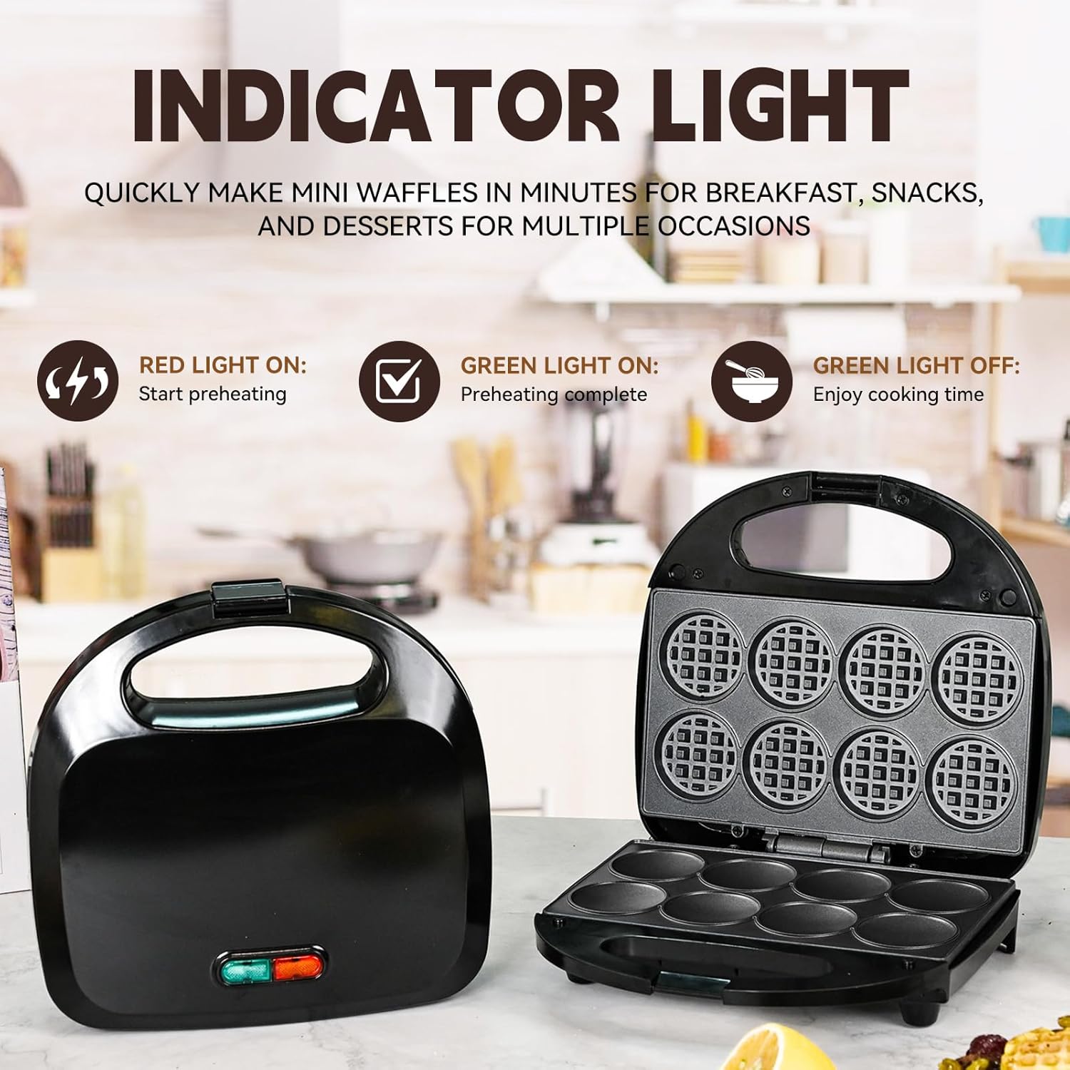Mini Waffle Maker, Machine Nonstick Small Waffle Maker with Quick Heat-Up Make 8 count Waffles, Waffle Maker for , Just Add Batter, Suitable for Breakfast, Snacks, Desserts (Mini Waffle Maker)