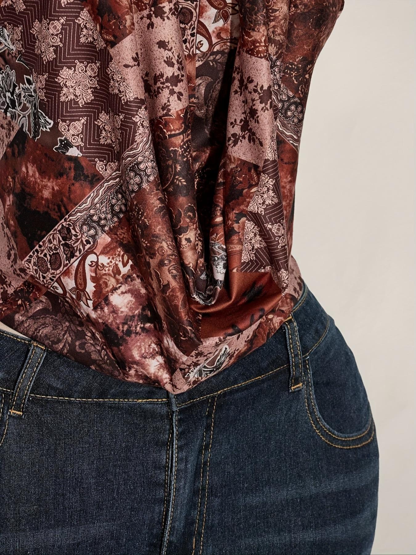 Women's Boho Halter Top, Bohemian Floral Print Sleeveless Blouse, Casual Fitted Beach Vacation, Party Wear, Vintage Style