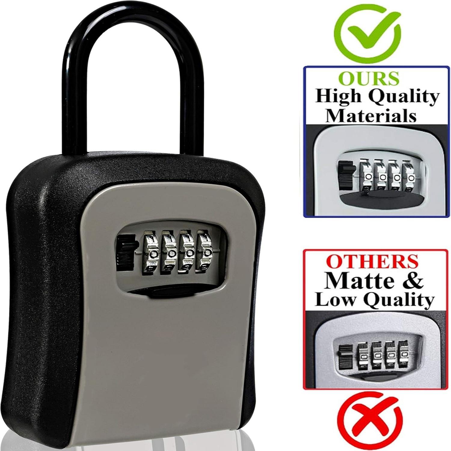 Lock Box, Large Key Lock Box Resettable Combination Code Lockbox, Portable Wall Mount Lockbox Security Safe Box Safety Lock for Outside Outdoor Home Office Door Handle House Key Hardware