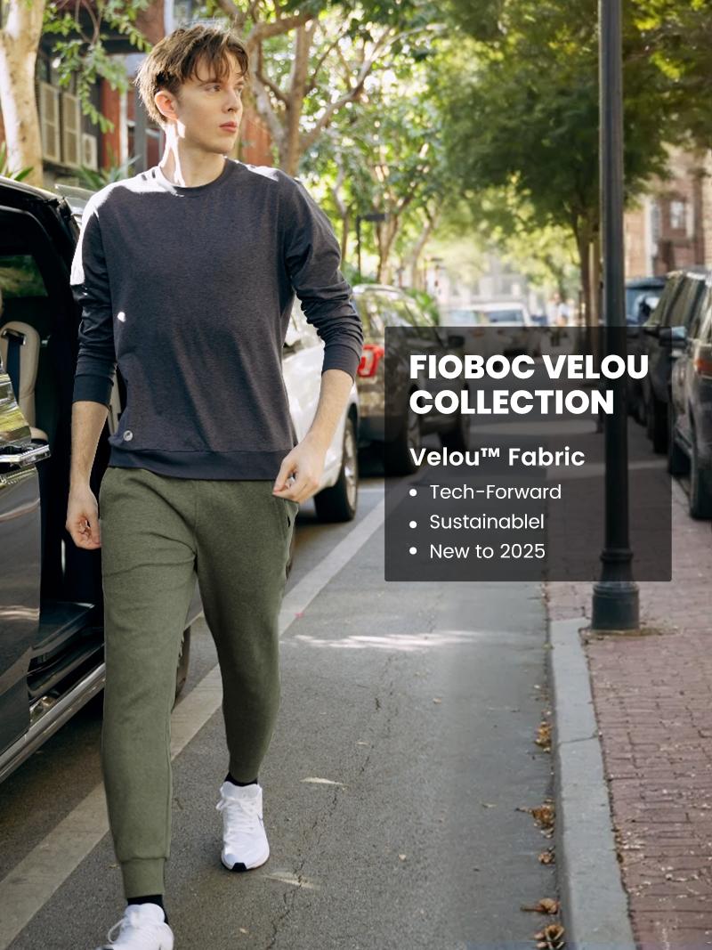 Fioboc Velou Zipper Pocket Jogger, Fleece Sweatpants with Elastic Waist, Moisture-Wicking, Breathable Athletic Tapered Pants for Workout & Running Fitness