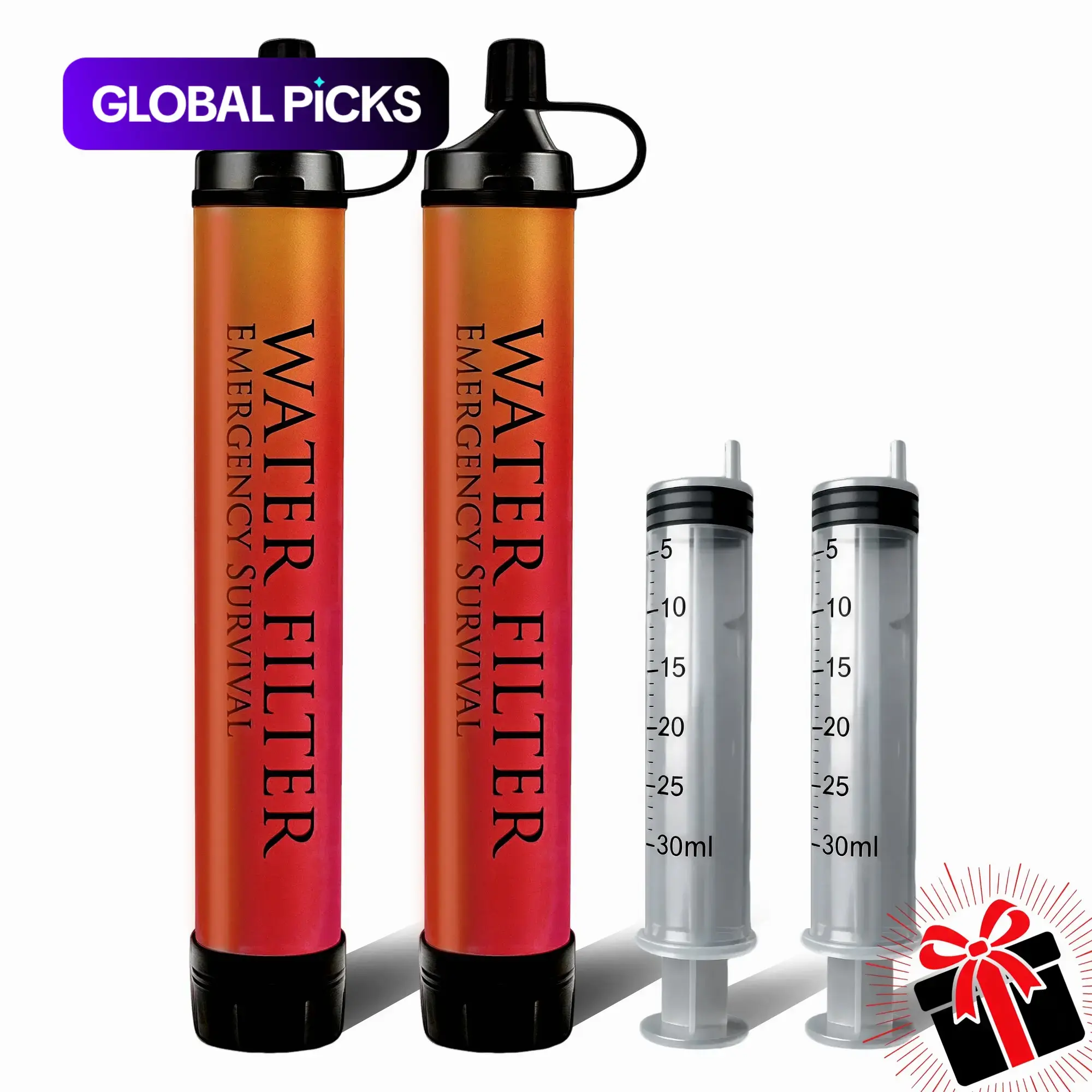 Emergency Survival Water Straw, Portable Water Filter System, Lightweight Reusable Water Purifier for Camping Supplies, Hiking Essentials, Camping Equipment, Travel, Biking and Outdoor Adventures #GLOBAL PICKS