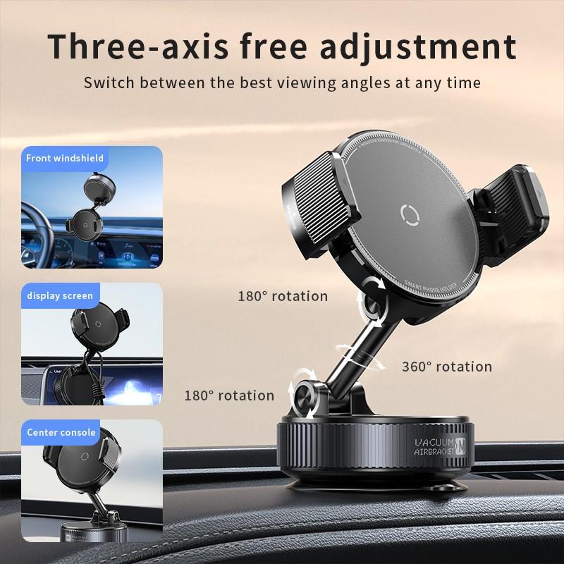 360° Adjustable Vacuum Phone Holder, One-Step Lock, Sticks to All Materials, Hands-Free Mount for Car/gym/mirror, Universal Mobile Accessory