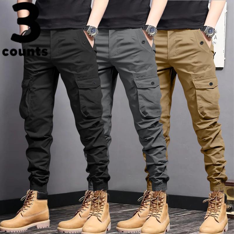 Men's Cargo Pants with Multi-Pockets & Tapered Cuffs &ndash; Durable Non-Stretch Tactical Trousers for Outdoor, Work & Casual Wear