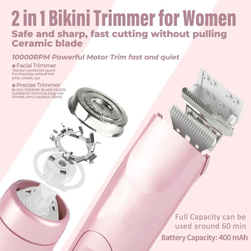 Professional Hair Remover Machines, 2 Counts Portable Electric Shaver for Women, Rechargeable Epilator for Smooth Skin, Daily Use Grooming Tool