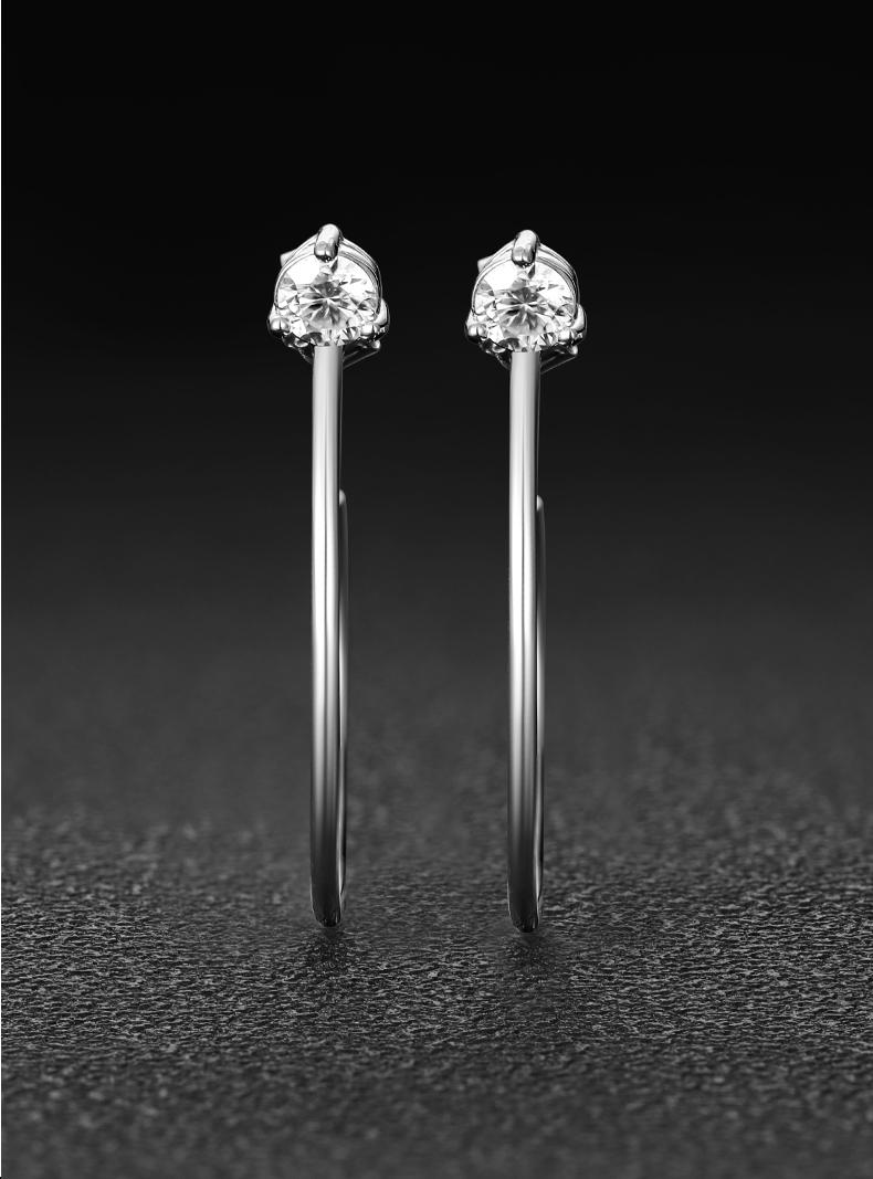 [Grace] Synthetic Moissanite Ear Hoops Gifts for Women Sparkling Wedding Gift, 925 Sterling Silver with 7 Layer 18K White Gold Plated Hypoallergenic Round D Color VVS1 Clarity Lab Create Diamond Earrings
