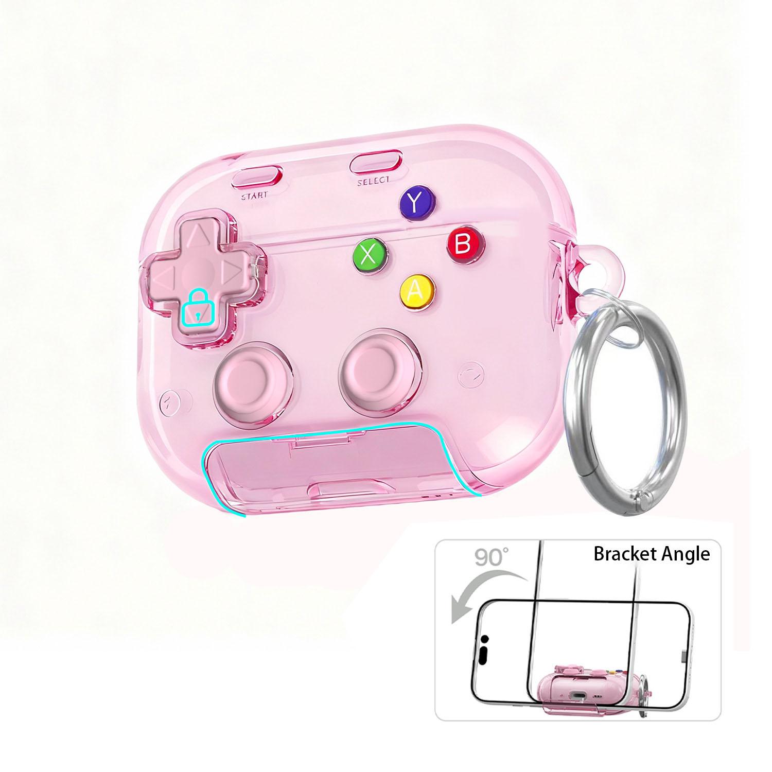 Transparent Anti-Drop Game Controller Shape Earphone Case, Shockproof Stand Protector for AirPods 3/4/pro, Trendy Personality Design