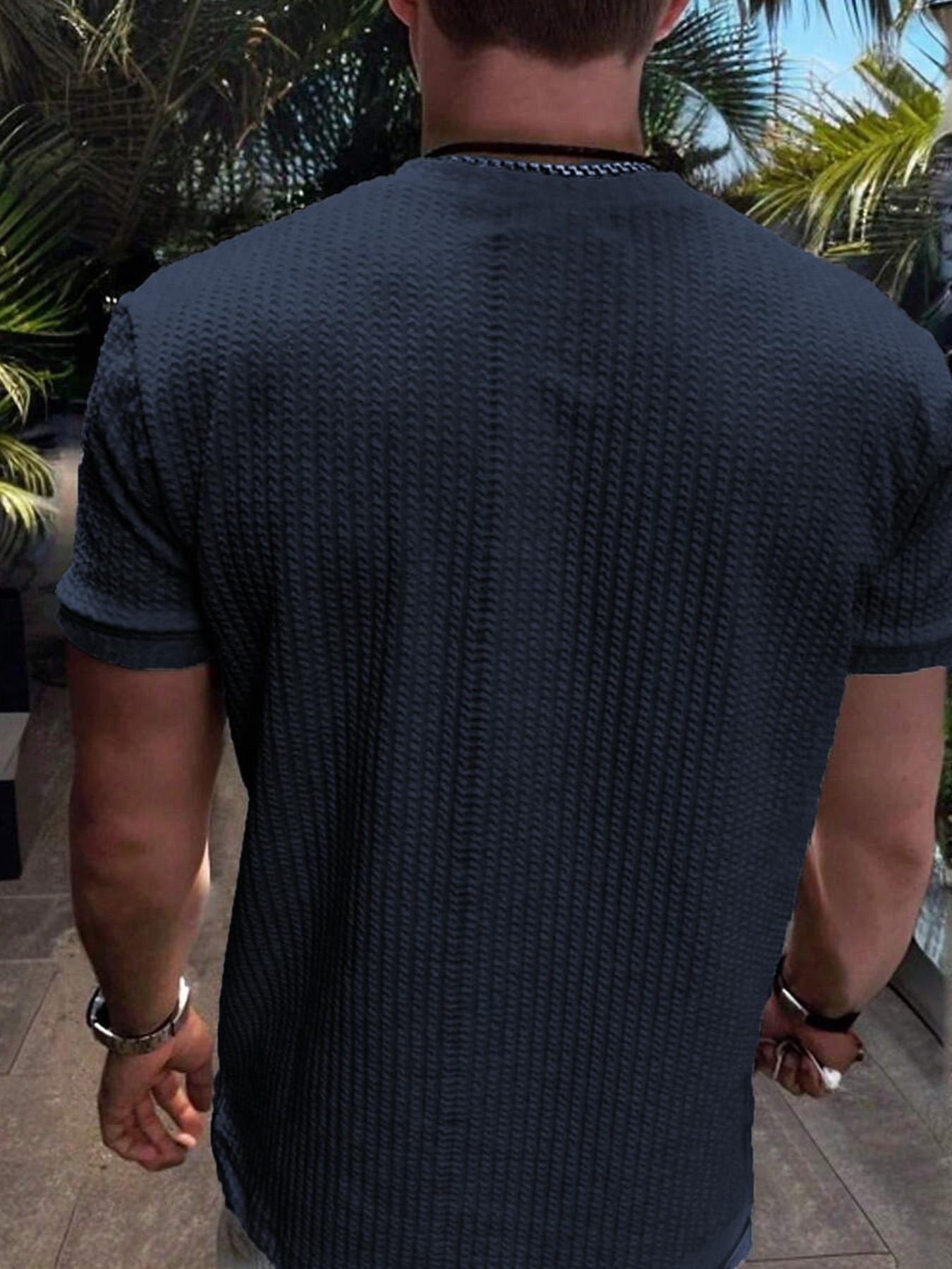 Men's Regular Fit Solid Color Short Sleeve Crew Neck Knit Shirt, Casual Comfy Knitting Top for Daily Wear, Men's Knitwear for All Seasons, Knitted Tops, Knife