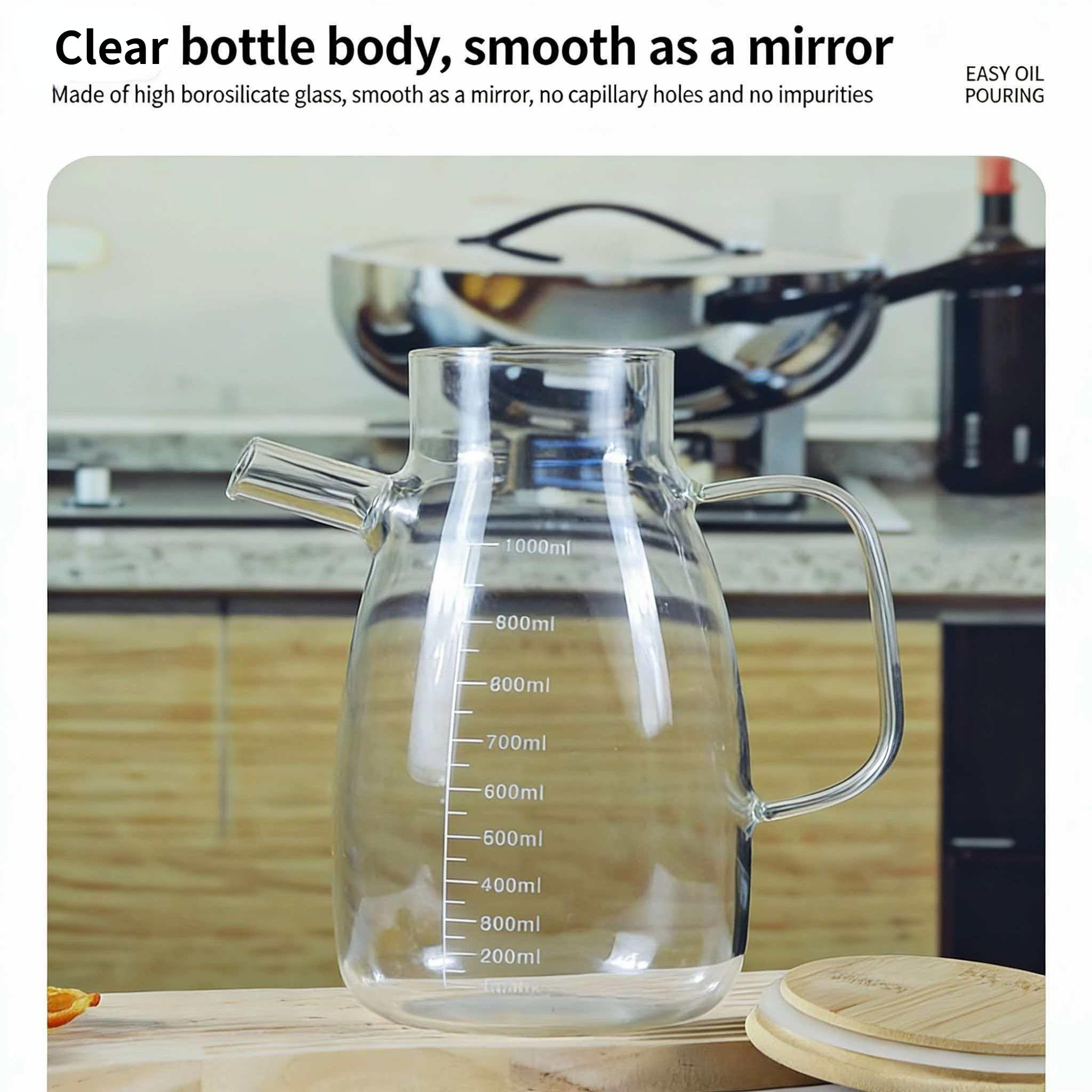 2pcs High Borosilicate Glass Multi-Functional Kitchen Condiment Bottles, Large Capacity Soy Sauce Vinegar Oil Bottle, Durable & Elegant Design