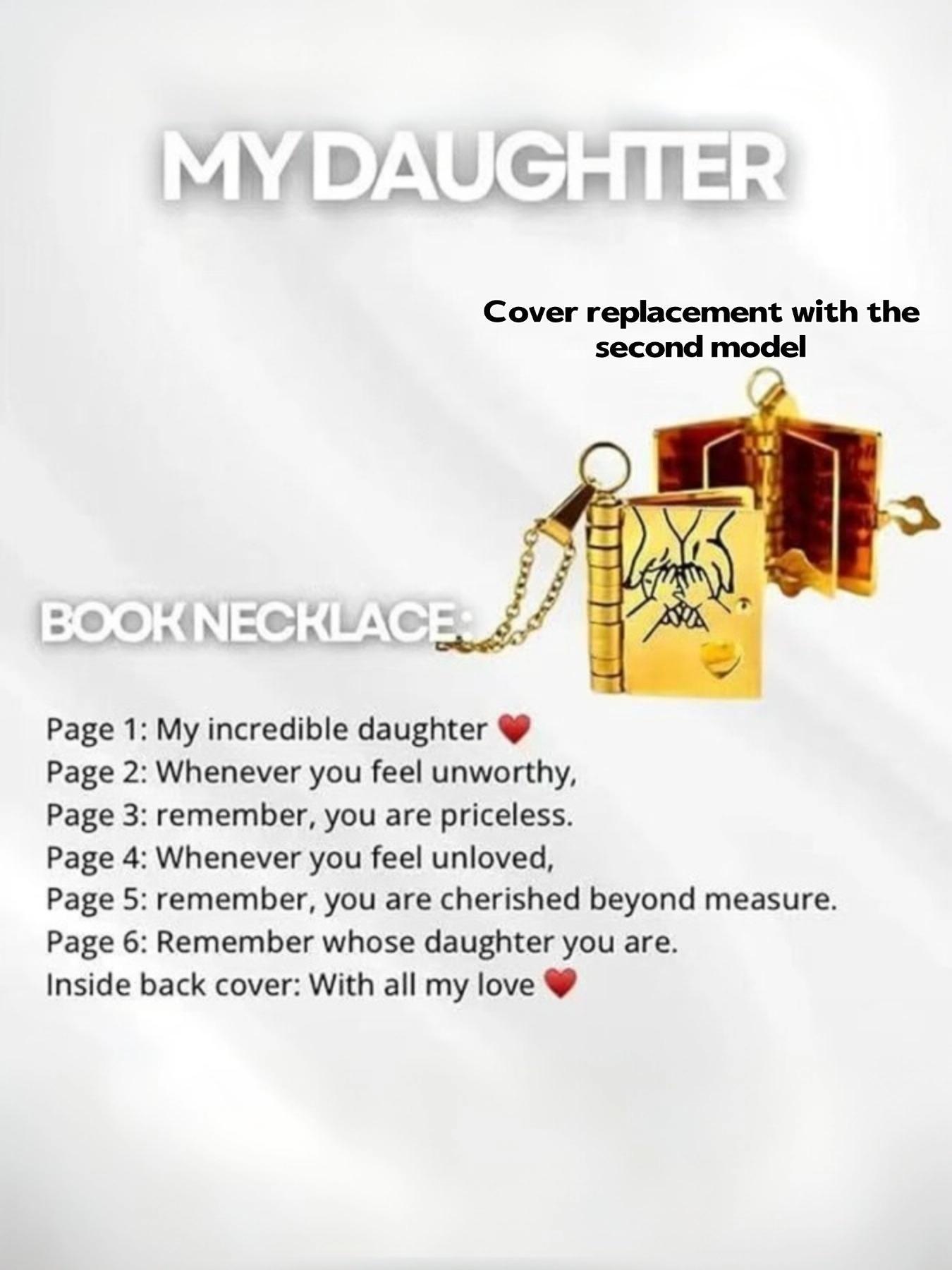 Summer New Titanium Steel Book Necklace, Girl's Heart Engraved Letter Necklace, Trendy Fall Cross-Border Bestseller, Son's Letter Necklace