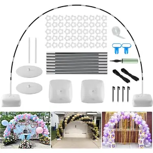 Improved Balloon Arch Kit, 10ft Wide & 9ft Tall Balloon Arch Stand with Thicken Fillable Base, 50pcs Balloon Clip, Balloon Pump, Ground for Wedding, Graduation, Birthday