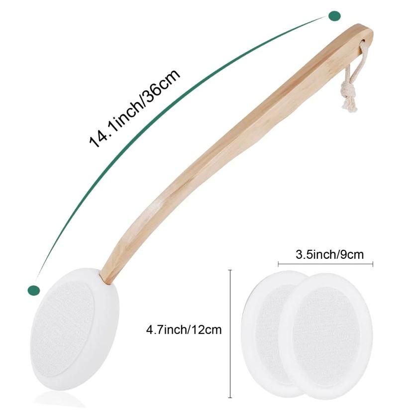 Long Handle Back Applicator Set with 3 Replaceable Cotton Pads, Easy-To-Use for Seniors and Women, Ideal for Body Lotion, Creams, Sunscreen