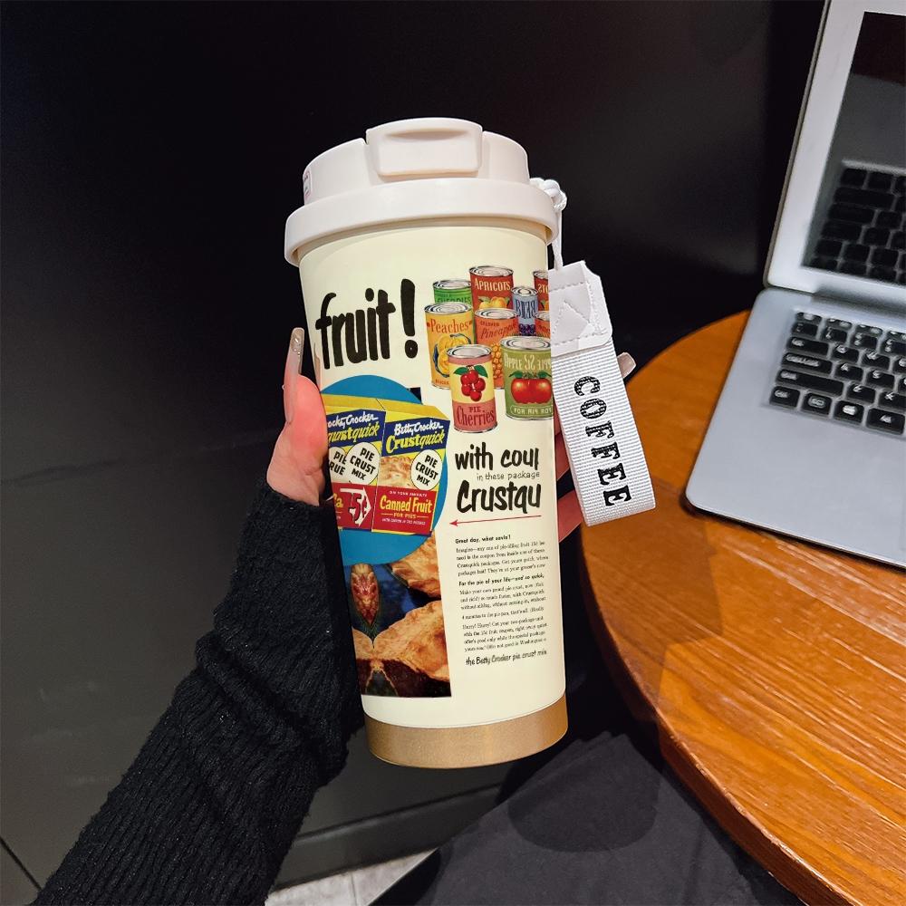 Abstract Can Texture Coffee Cup, Portable Dual Drink Insulated Tumbler, Heat/cool Water Bottle, Boho Style, Office, Travel, Sports