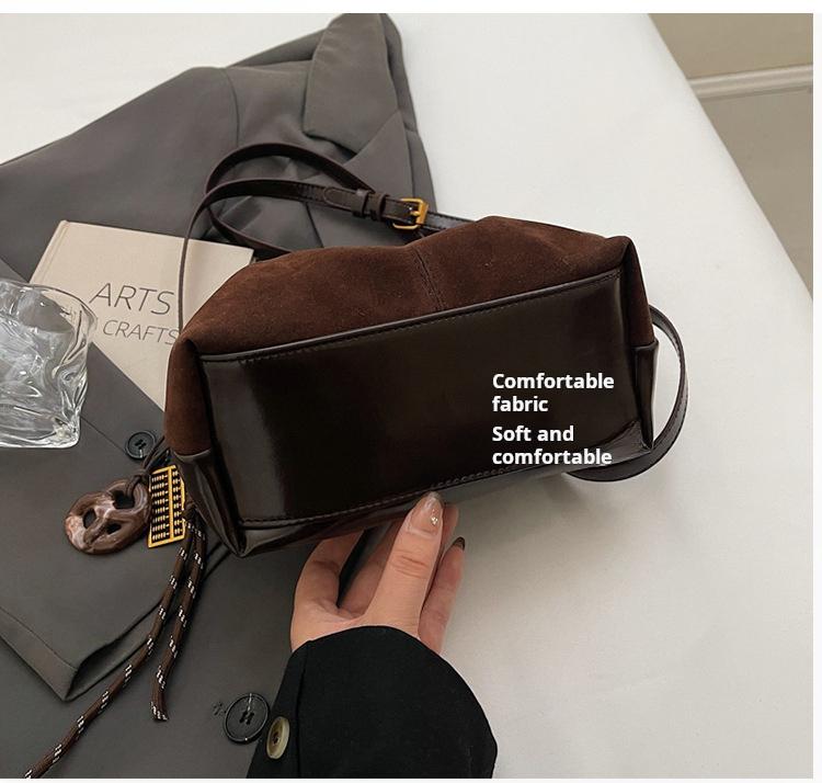 Women's Vintage Crossbody Bag - Bucket Purse with Adjustable Strap, Drawstring Closure, Coffee Brown/Black - Handheld Shoulder Bag for Everyday, Formal, Special Events - Durable Women's Purse, Crossbody Purse, Evening Event Accessory