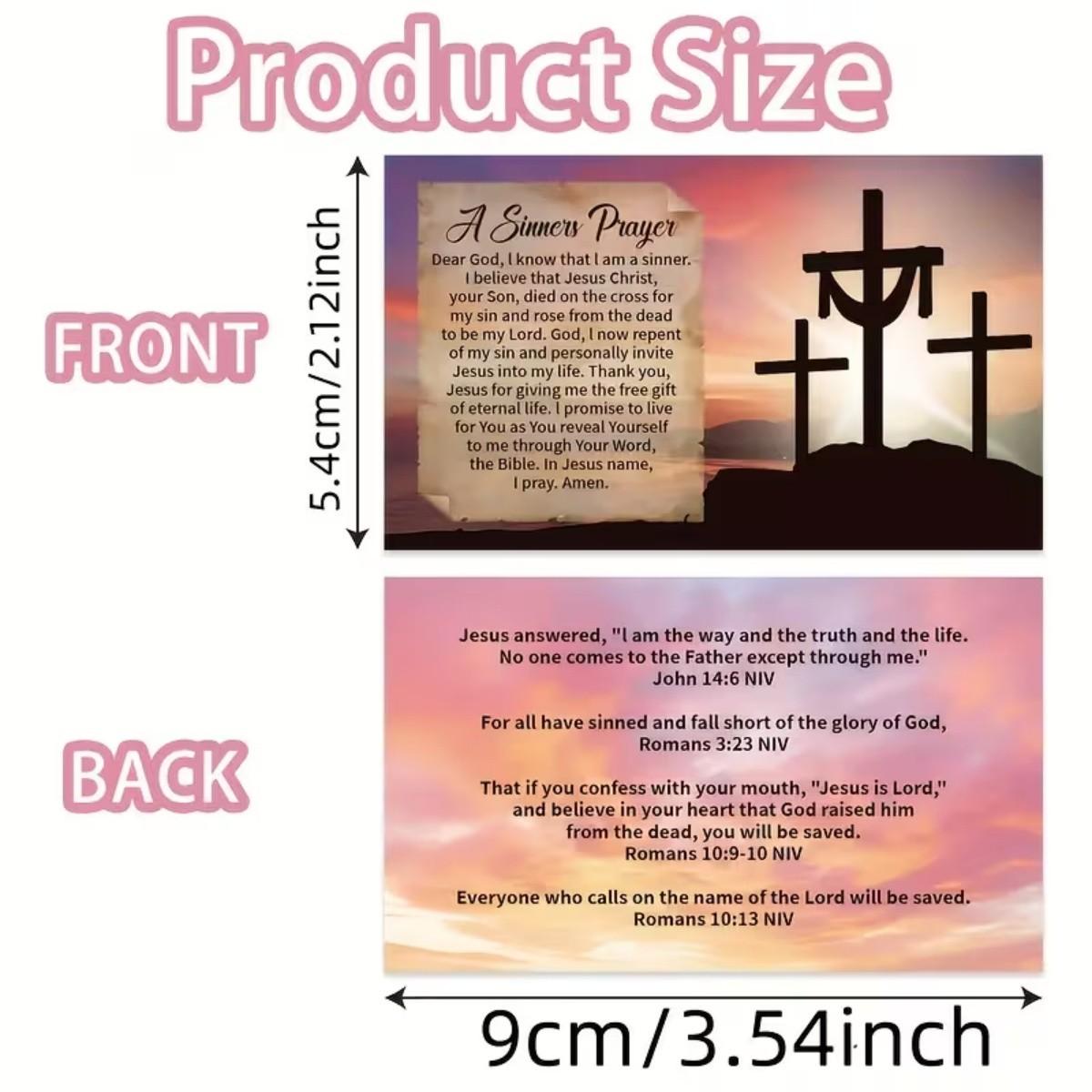 100pcs Salvation Prayer Cards / Inspirational Bible Verse Cards — Pocket-sized Gospel Tracts Cards for prayer and salvation，Suitable for Wallet Planners, Bookmarks, And Christian Gift