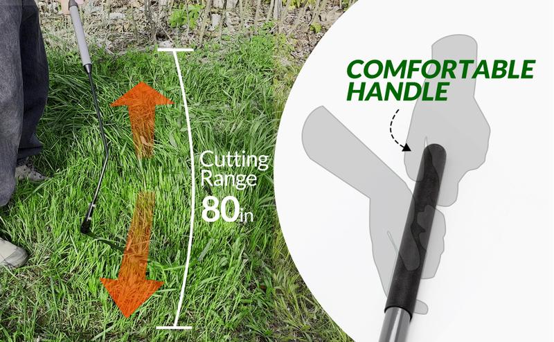 Walensee Grass Whip with Double-Edged Serrated Sharp Steel Grass Cutter with Soft Rubber 22-Inch Handle Cut Tall Grass and Overgrown Weeds in The Yard, Fields, and Ditches, Black,1 Pack