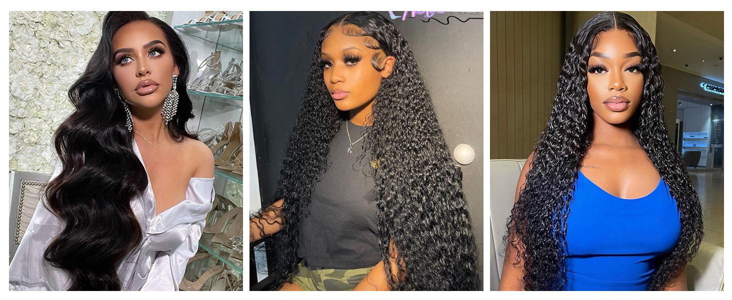 Lemoda 13x6/13X6/5X5/4X4 Lace Frontal 14-22 Inch Burmese Curly /Straight/Body/Deep/Water Wave HD Transparent Lace Frontals 12A Brazilian Virgin Human Hair Lace Frontal Closure Natural Black