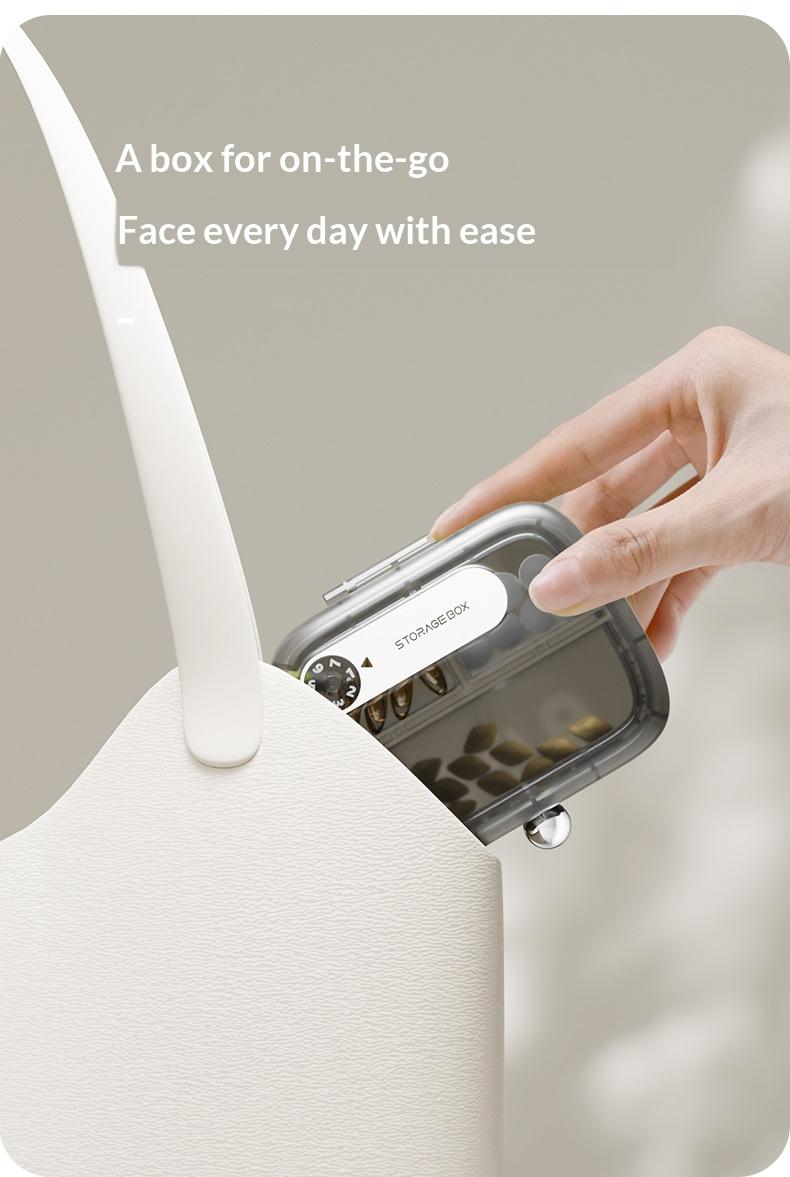 Portable small pill box for daily medication, sealed and moisture-proof, suitable for carrying with you, transparent pill box for use seven days a week