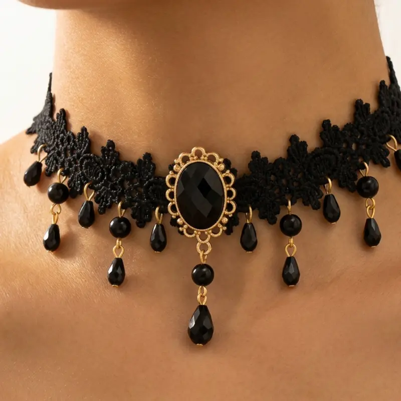 Women's Elegant Rhinestone Decorated Choker Necklaces, Adjustable Choker, Gothic Style Exquisite Trendy, Fashionable Jewelry for Party & Daily Clothing Decoration, Fashionable Jewelry Accessories