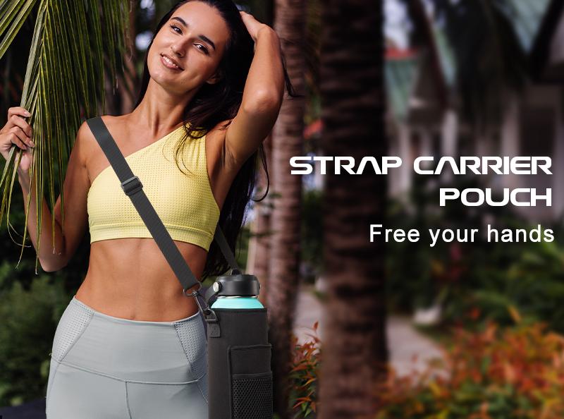 32 OZ Water Bottle with Strap - 32 OZ Water Bottle Insulated with Straw, Protective Boot & Paracord Handle, Stainless Steel Wide Mouth 1/2 Gallon Jug for gym ,Woman Girls, Keep Cold 48H & Hot 24H