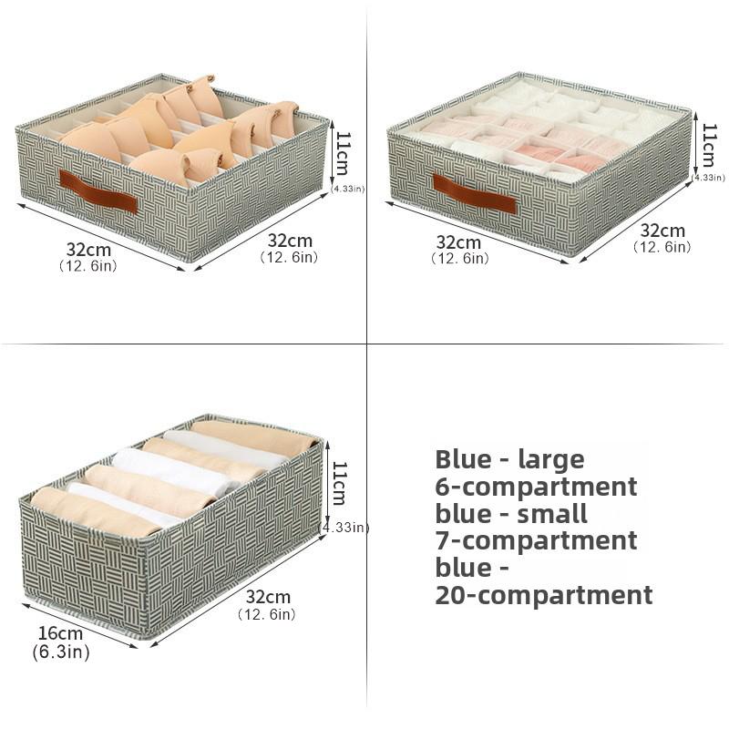 Underwear Drawer Organizer, 6/7/20 Grid Bra Panty Socks Storage Box, Foldable Lingerie Divider for Bedroom Dorm Closet
