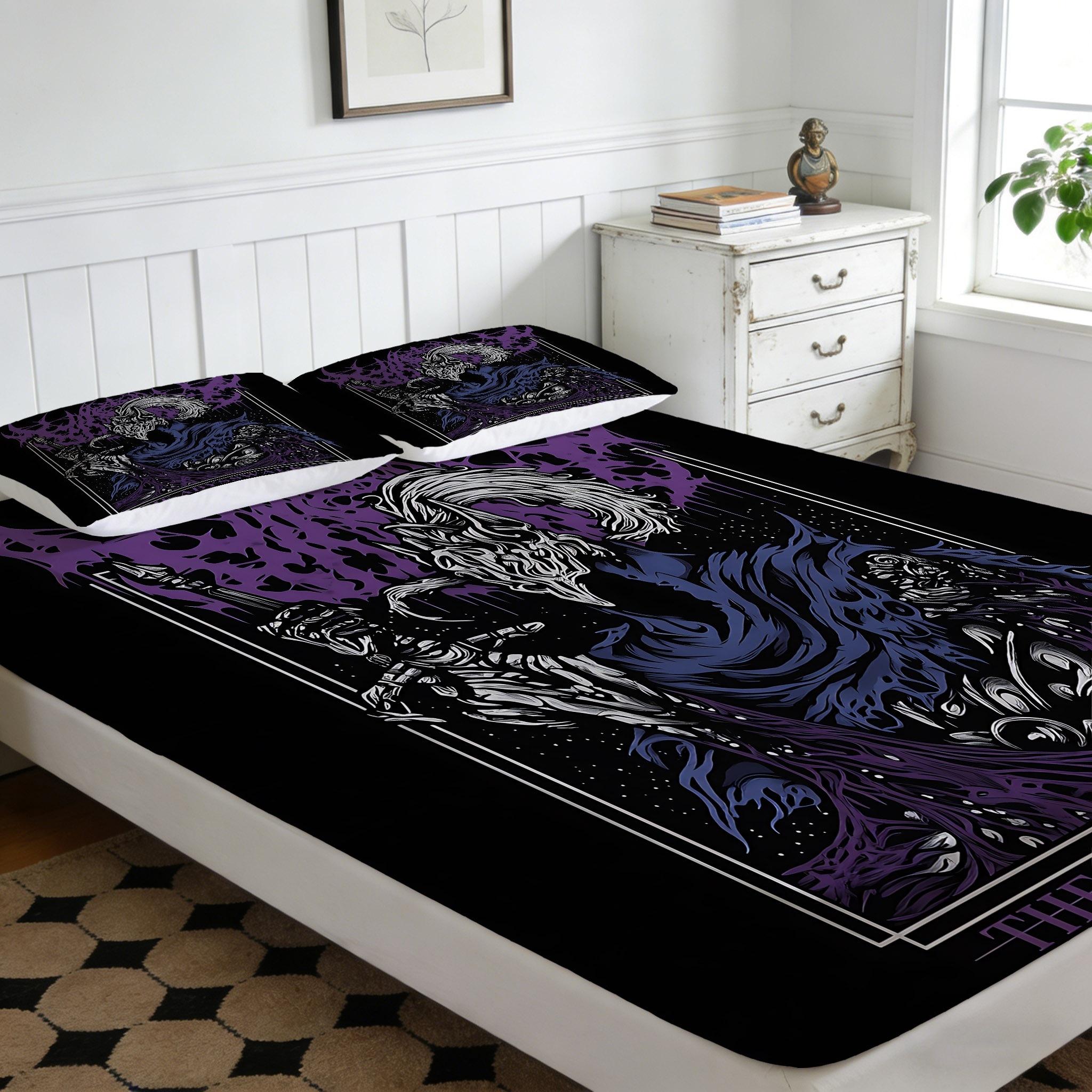 2/3 Pcs Dark Walker Pattern Fitted Sheet Set(1*Fitted Sheet+1/2*Pillowcase,No Filling),High-Definition Digital Printing,Soft And Comfortable Fabric,Suitable For All Year Round,Perfect Gift For Family And Friends On Festivals!