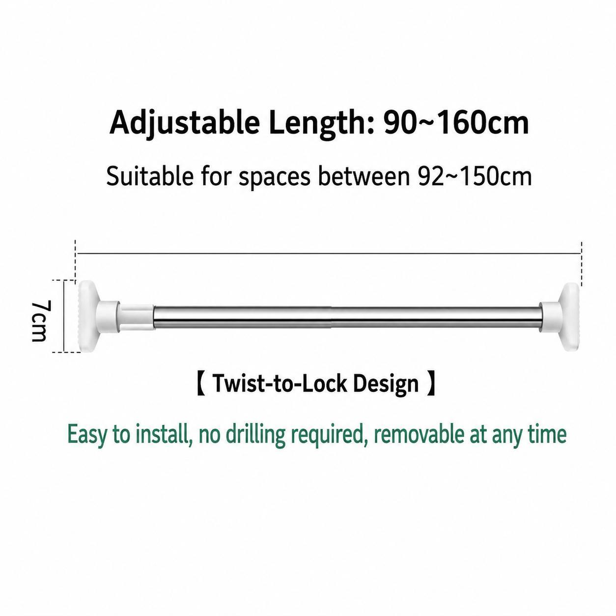 Drill-Free Multi-Size Tension Rod, Adjustable Telescopic Clothes Drying Rod, Expandable Closet Bar for Laundry & Wardrobe Organization (Small: 19.68 in-31.49 in; Large: 35.43 in-62.99 in), Steel, Laundry Rack Drill-Free Multi-Size Tension Rod, Adjustable Telescopic Clothes Drying Rod, Expandable Closet Bar for Laundry & Wardrobe Organization (Small: 19.68 in-31.49 in; Large: 35.43 in-62.99 in), Steel, Laundry Rack