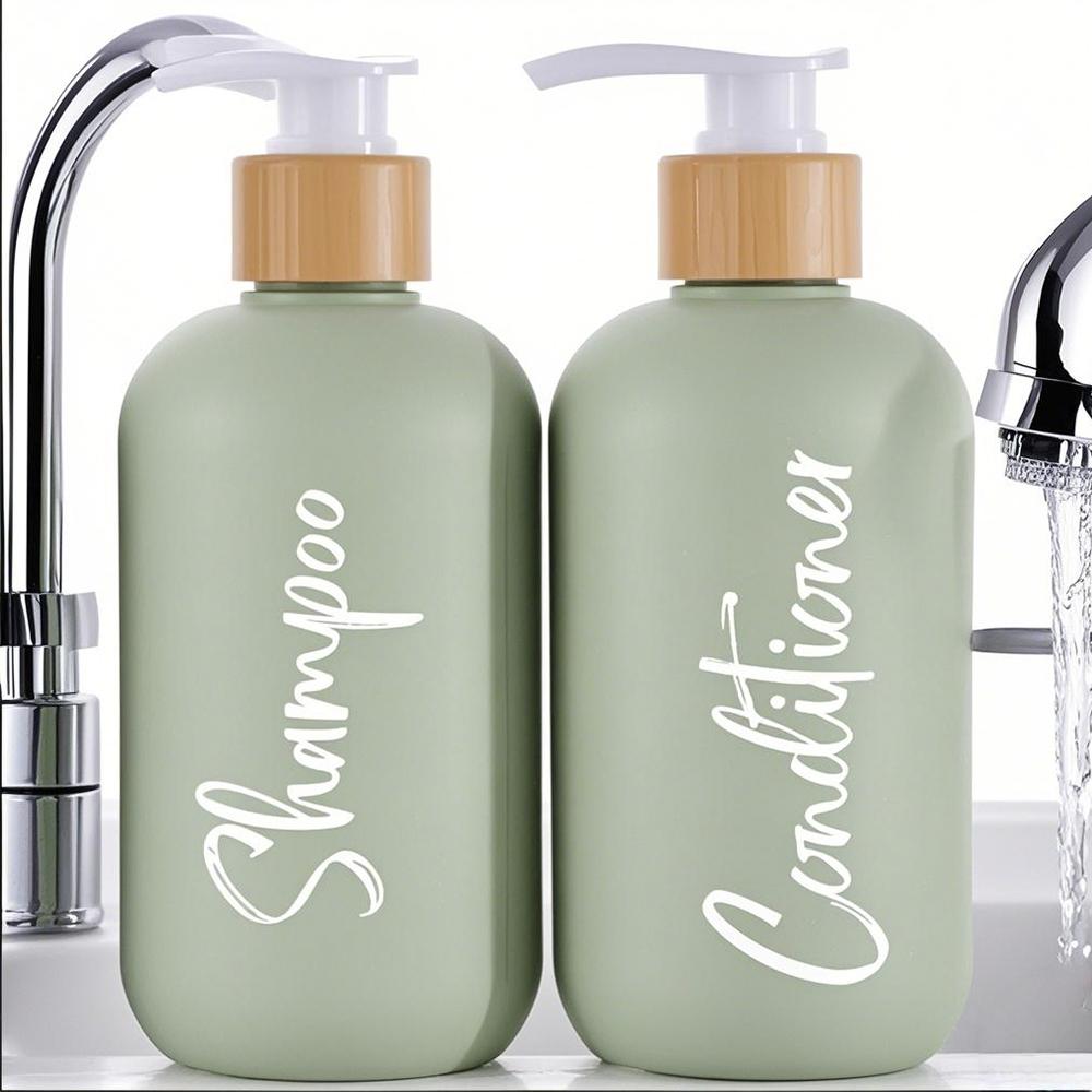 Elegant Bathroom Accessories Set, Fashion Design Liquid Soap Dispenser, Shampoo Dispenser, Perfect for Storing Lotion, Wall Mounted, 2 Piece Kit