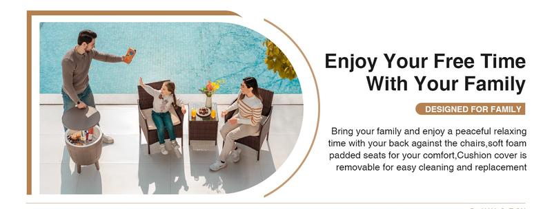 HOMALL Patio Porch Furniture Sets 3 Pieces PE Rattan Wicker Chairs with Table Outdoor Garden Furniture Sets