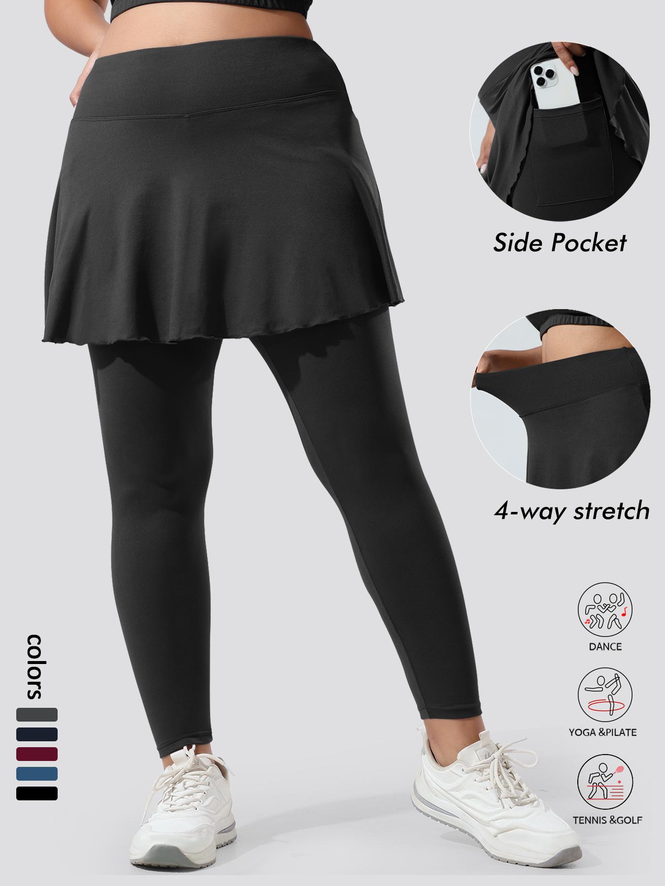Women's Plus Size Skirt Pants with Pockets, High Elastic Soft Comfortable Sportswear, Tennis Attire, Unique Design, Active Skort Skirt, Sporty Breathable Skorts, Must-Have for Women