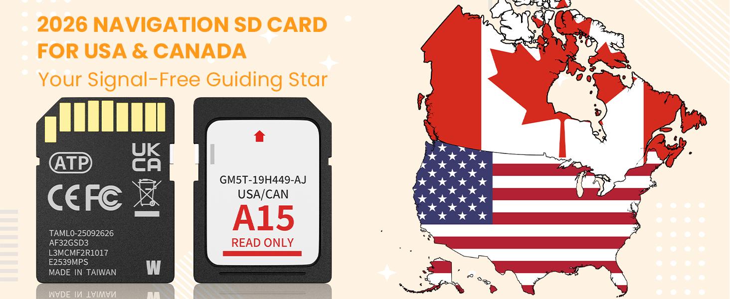 2025 Latest A15 Navigation SD Card Map Accessory for Ford Lincoln, F-150 Explorer Fusion Expedition Escape Edge MKC MKZ MKX Sync 2 Navigation SD Card Accessories Update USA/Canada Maps, GM5T-19H449-AJ